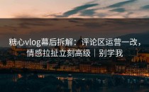 糖心vlog幕后拆解：评论区运营一改，情感拉扯立刻高级｜别学我
