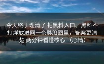 今天终于理清了 把黑料入口、黑料不打烊放进同一条脉络图里，答案更清楚 两分钟看懂核心 （心情）