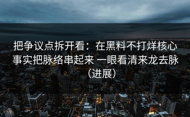 把争议点拆开看：在黑料不打烊核心事实把脉络串起来 一眼看清来龙去脉（进展）  第1张