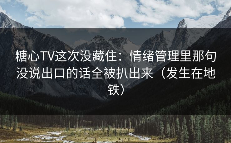 糖心TV这次没藏住：情绪管理里那句没说出口的话全被扒出来（发生在地铁）  第1张