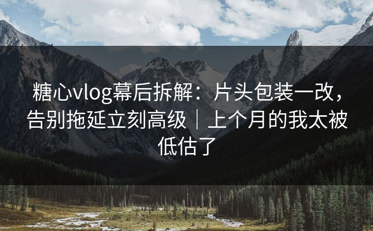 糖心vlog幕后拆解：片头包装一改，告别拖延立刻高级｜上个月的我太被低估了  第1张