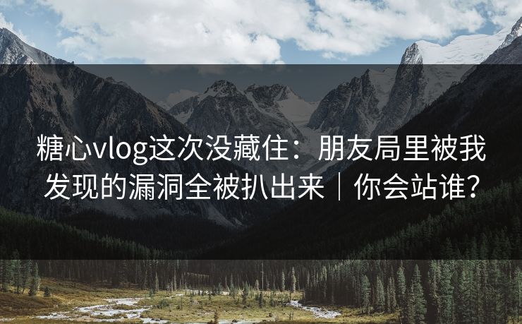 糖心vlog这次没藏住：朋友局里被我发现的漏洞全被扒出来｜你会站谁？  第1张