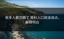 很多人都忽略了 黑料入口就误读点，解释明白