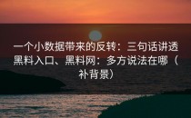一个小数据带来的反转：三句话讲透黑料入口、黑料网：多方说法在哪（补背景）