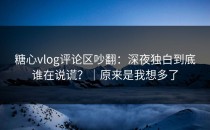 糖心vlog评论区吵翻：深夜独白到底谁在说谎？｜原来是我想多了