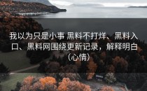 我以为只是小事 黑料不打烊、黑料入口、黑料网围绕更新记录，解释明白（心情）