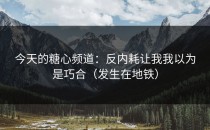 今天的糖心频道：反内耗让我我以为是巧合（发生在地铁）