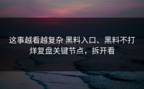 这事越看越复杂 黑料入口、黑料不打烊复盘关键节点，拆开看