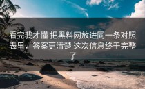 看完我才懂 把黑料网放进同一条对照表里，答案更清楚 这次信息终于完整了
