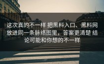 这次真的不一样 把黑料入口、黑料网放进同一条脉络图里，答案更清楚 结论可能和你想的不一样