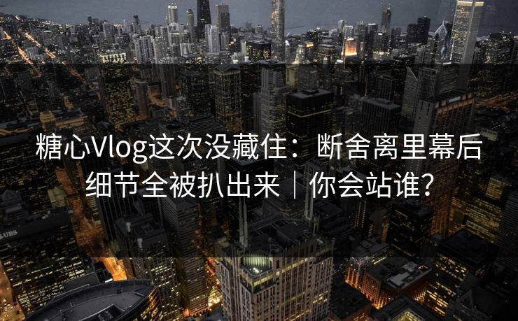 糖心Vlog这次没藏住：断舍离里幕后细节全被扒出来｜你会站谁？  第1张
