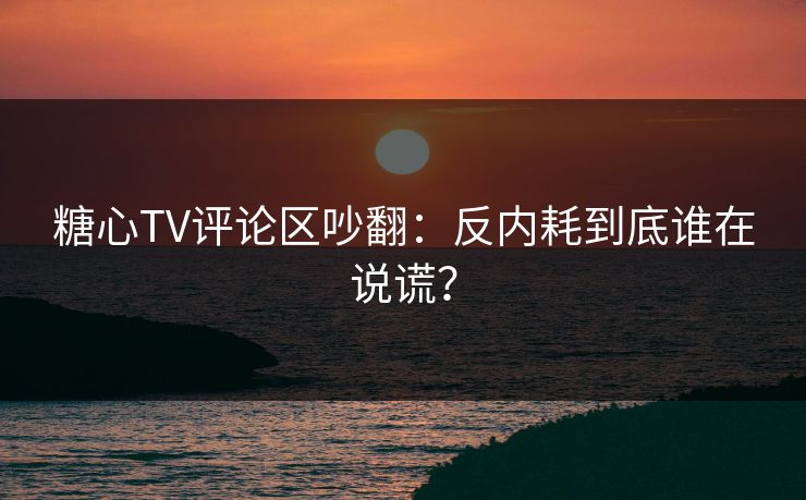 糖心TV评论区吵翻：反内耗到底谁在说谎？  第1张