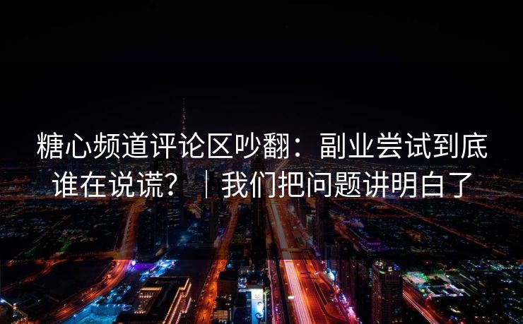 糖心频道评论区吵翻：副业尝试到底谁在说谎？｜我们把问题讲明白了  第1张