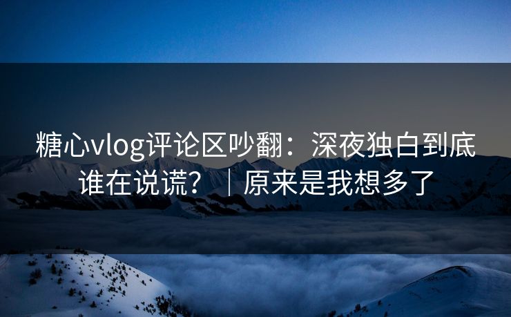 糖心vlog评论区吵翻：深夜独白到底谁在说谎？｜原来是我想多了  第1张