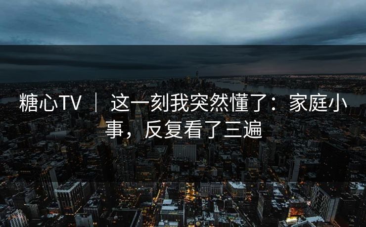 糖心TV ｜ 这一刻我突然懂了：家庭小事，反复看了三遍  第1张