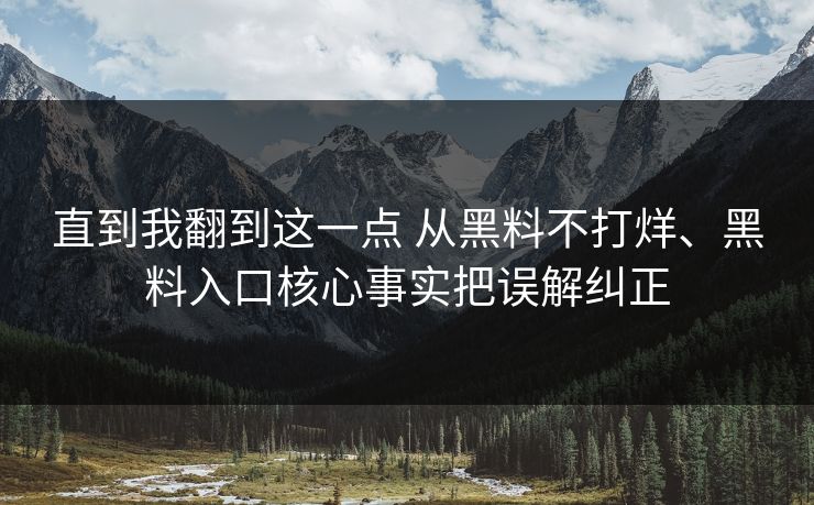 直到我翻到这一点 从黑料不打烊、黑料入口核心事实把误解纠正  第1张