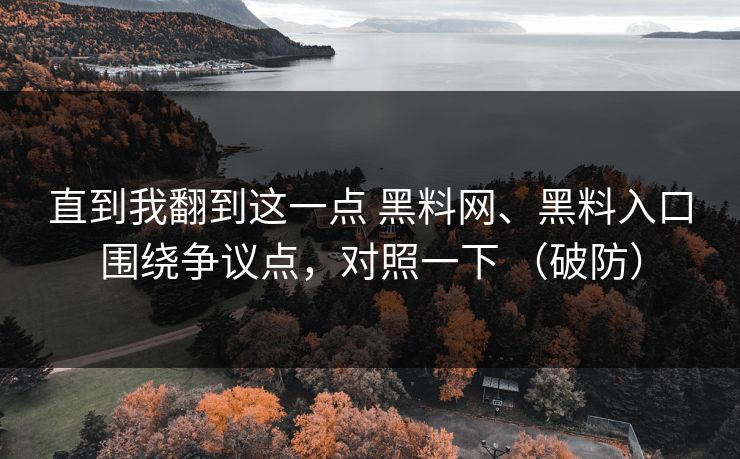 直到我翻到这一点 黑料网、黑料入口围绕争议点，对照一下 （破防）  第1张